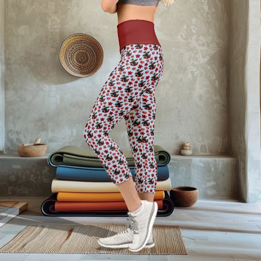 Elchrote Ahornblätter  Capri Leggings