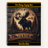 Elchschnitzerei in bewaldeten Bergen Notizblock (Vorderseite)