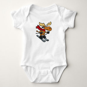 Elchskier-Cartoon Hintergrundfarbe Baby Strampler