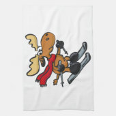 Elchskier-Cartoon| Hintergrundfarbe Geschirrtuch (Vertikal)