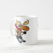 Elchskier-Cartoon| Hintergrundfarbe Kaffeetasse (Vorderseite Links)
