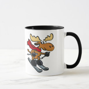 Elchskier-Cartoon Hintergrundfarbe Tasse