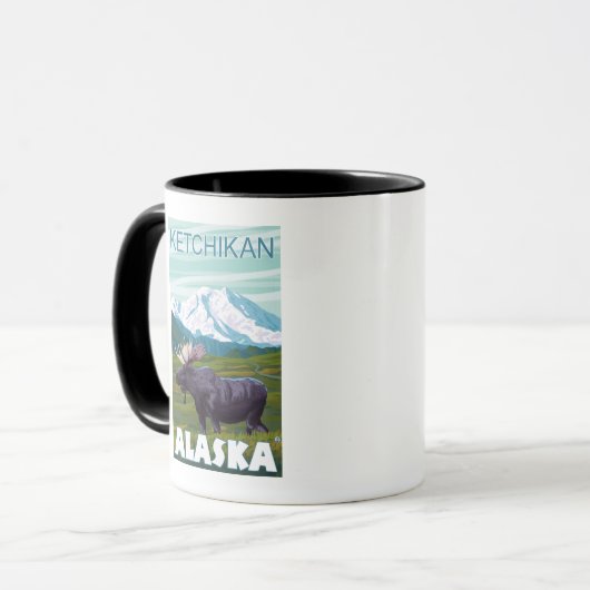 Elchszene - Ketchikan, Alaska Tasse (Vorderseite Links)