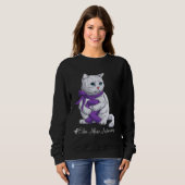 Elder Abuse Awareness Month Purple Ribbon Cat Sweatshirt (Vorne ganz)