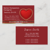 Elder Caregiver Modern Red Heart Medical Visitenkarte (Vorne/Hinten)