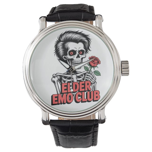 Elder Emo Club Skeleton Rose Watch Armbanduhr (Vorderseite)