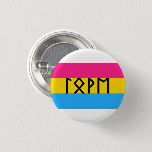 Elder Futhark Liebe Pan Flag Button (Vorne & Hinten)
