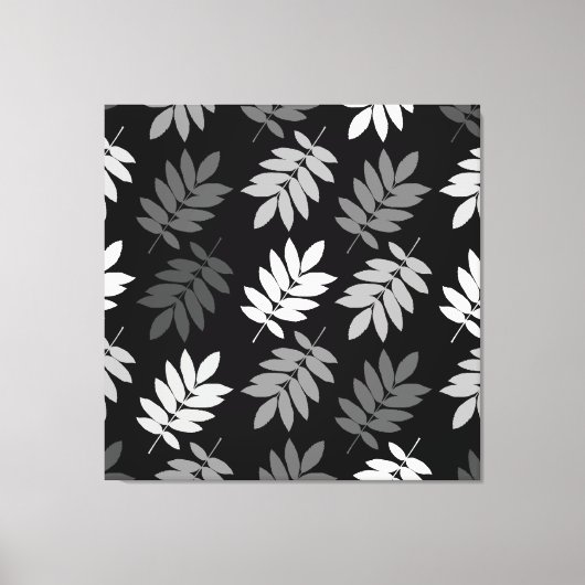 Elder Leaf Big Pattern Black White Grey Leinwanddruck (Vorderseite)