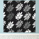 Elder Leaf Big Pattern Black White Grey Leinwanddruck (Insitu (Holzboden))