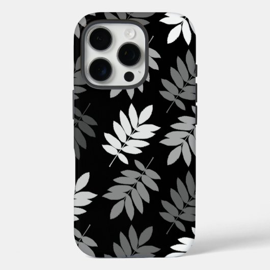 Elder Leaf Lg Muster Schwarz Weiß Grau Case-Mate iPhone Hülle (Rückseite)