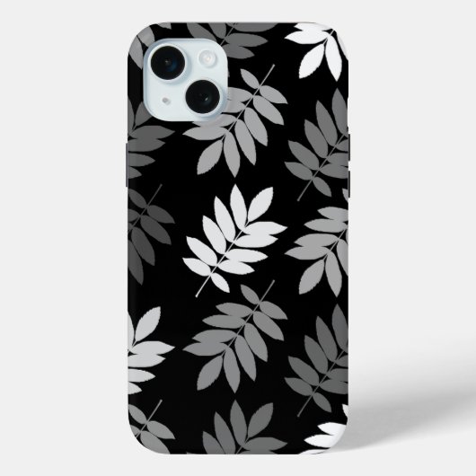 Elder Leaf Lg Muster Schwarz Weiß Grau Case-Mate iPhone Hülle (Rückseite)