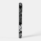 Elder Leaf Lg Muster Schwarz Weiß Grau iPhone 15 Hülle (Rechte Seite)