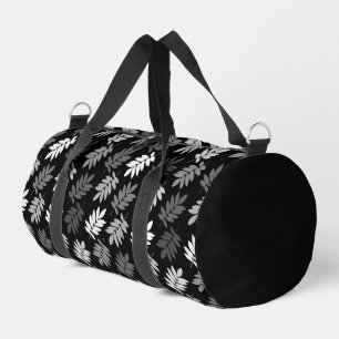 Elder Leaf Muster Schwarz Weiß Grau Duffle Bag