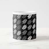 Elder Leaf Muster Schwarz Weiß Grau Jumbo-Tasse (Vorderseite)