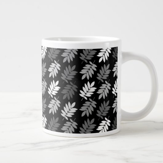 Elder Leaf Muster Schwarz Weiß Grau Jumbo-Tasse (Rechts)