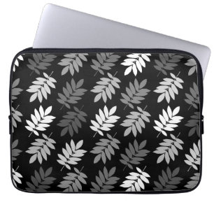 Elder Leaf Muster Schwarz Weiß Grau Laptopschutzhülle