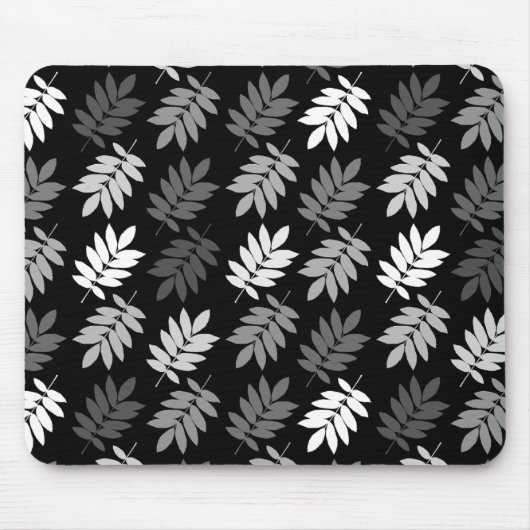 Elder Leaf Muster Schwarz Weiß Grau Mousepad (Vorne)