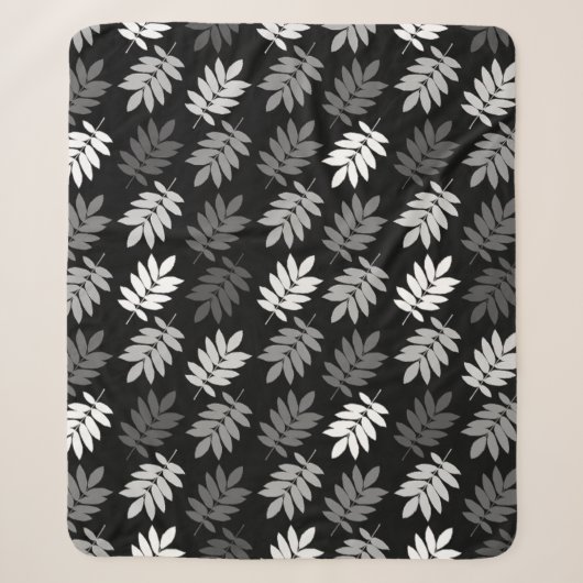 Elder Leaf Muster Schwarz Weiß Grau Sherpadecke (Vorderseite)
