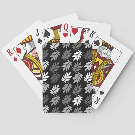 Elder Leaf Muster Schwarz Weiß Grau Spielkarten (Rückseite)