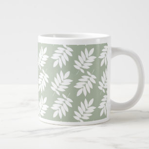 Elder Leaf Muster Weiß auf Grün Jumbo-Tasse
