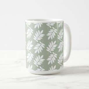Elder Leaf Muster Weiß auf Grün Kaffeetasse
