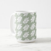 Elder Leaf Muster Weiß auf Grün Kaffeetasse (Vorderseite Links)