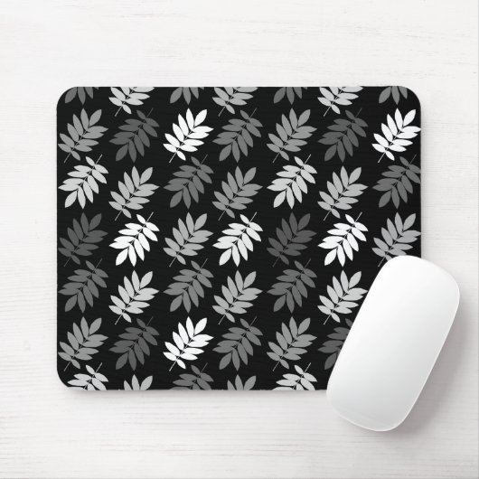 Elder Leaf Pattern Black White Grey Mousepad (Mit Mouse)