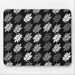 Elder Leaf Pattern Black White Grey Mousepad<br><div class="desc">Elder tree leaf silhouette in a surface pattern design with grey and white detail on a black background.</div>