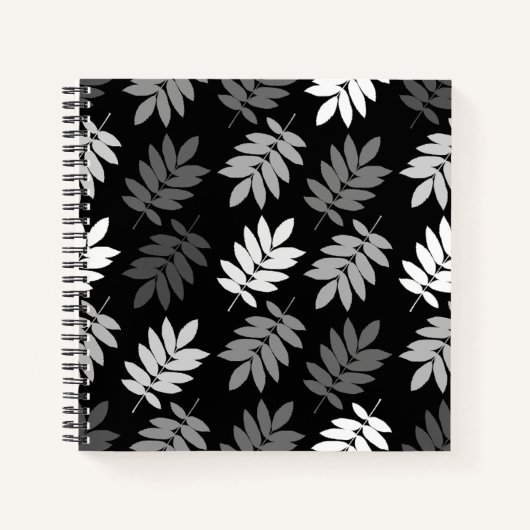 Elder Leaf Pattern Black White Grey Notizblock (Vorderseite)