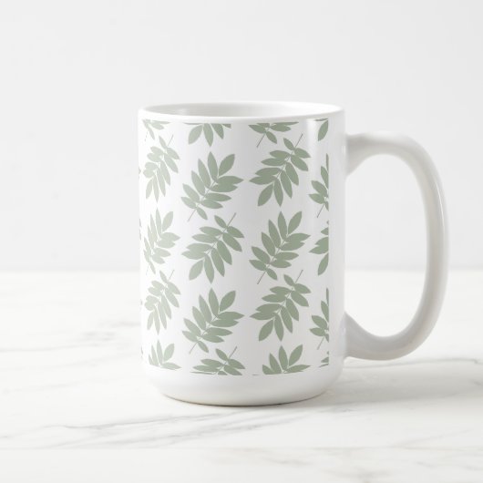 Elder Leaf Pattern Green+White Kaffeetasse (Rechts)