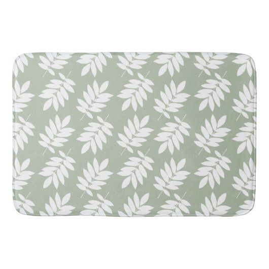 Elder Leaf Pattern White on Green Badematte (Vorderseite)