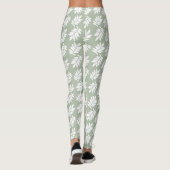 Elder Leaf Pattern White on Green Leggings (Rückseite)