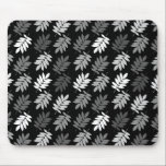 Elder Leaf Rpt Pattern Black White Grey Mousepad<br><div class="desc">Elder tree leaf silhouette in a surface pattern design with grey and white detail on a black background.</div>
