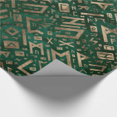 Elder Runes - Futhark Pattern Gold auf Malachite # Geschenkpapier (Ecke)