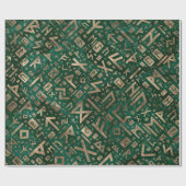 Elder Runes - Futhark Pattern Gold auf Malachite # Geschenkpapier (Flach)