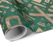 Elder Runes - Futhark Pattern Gold auf Malachite # Geschenkpapier (Rolleneckpunkt)