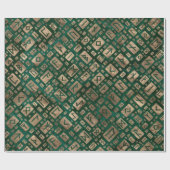 Elder Runes - Futhark Pattern Gold auf Malachite # Geschenkpapier (Flach)