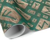 Elder Runes - Futhark Pattern Gold auf Malachite # Geschenkpapier (Rolleneckpunkt)