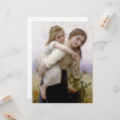 Elder Sister gibt jüngere Schwester Piggyback Ride Karte (Vorderseite/Rückseite Beispiel)