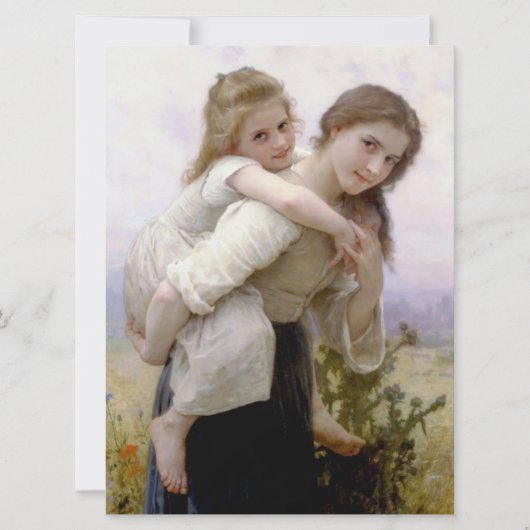 Elder Sister gibt jüngere Schwester Piggyback Ride Karte (Vorderseite)