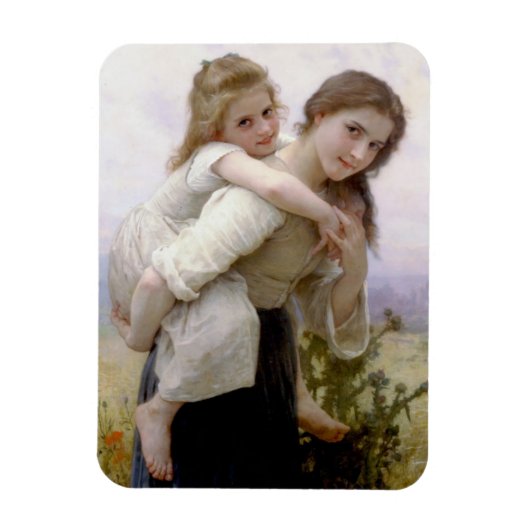 Elder Sister gibt jüngere Schwester Piggyback Ride Magnet (Vertikal)