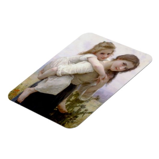 Elder Sister gibt jüngere Schwester Piggyback Ride Magnet (Linke Seite)