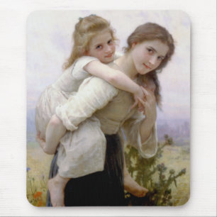 Elder Sister gibt jüngere Schwester Piggyback Ride Mousepad