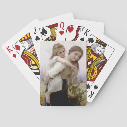 Elder Sister gibt jüngere Schwester Piggyback Ride Spielkarten (Rückseite)