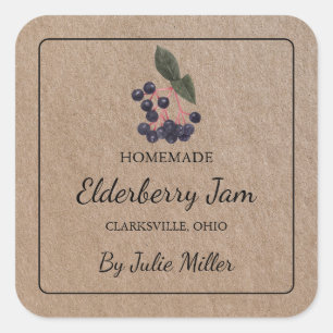 Elderberry Jam Square Kraft Papier Label Quadratischer Aufkleber