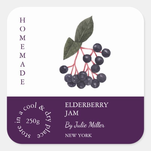 Elderberry Small Business Label Quadratischer Aufkleber (Vorderseite)