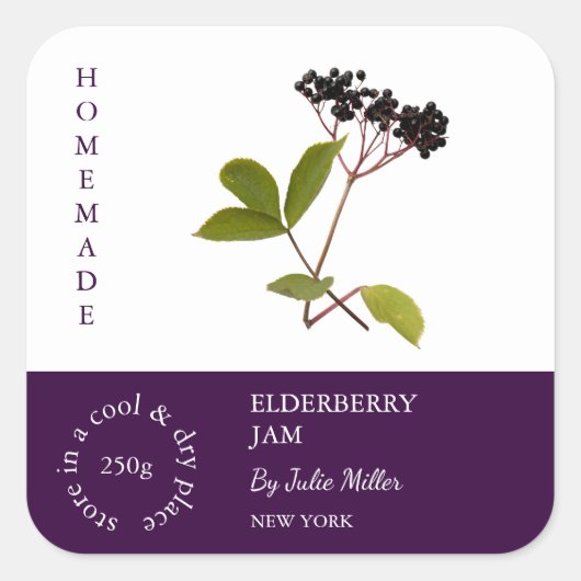 Elderberry Small Business Label Quadratischer Aufkleber (Vorderseite)
