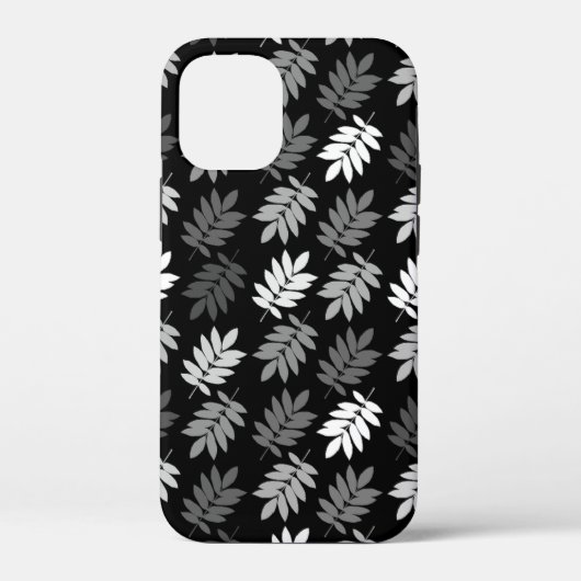 Elderblatt-Muster Schwarz Weiß Grau Case-Mate iPhone Hülle (Rückseite)