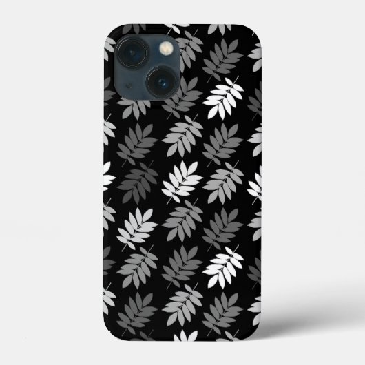Elderblatt-Muster Schwarz Weiß Grau Case-Mate iPhone Hülle (Rückseite)
