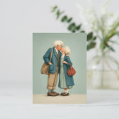 Elderly Couple Sharing Tender Kiss Postkarte (Stehend Vorderseite)